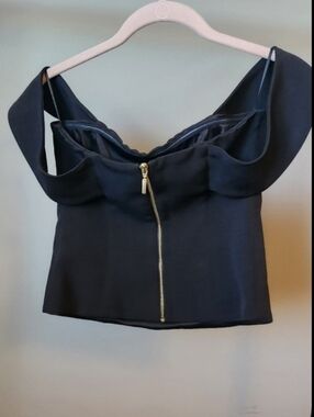 Express Black Off-Shoulder Crop Top